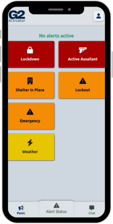 Activator app home screen showing alerts that are programmed to be on the app within G2 Communicator